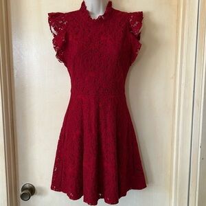 ALEXIA ADMOR Red Ruffle Lace Fit and Flare dress size XS